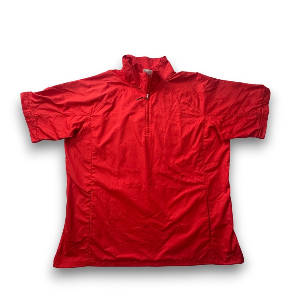 Nike Golf Womens XL Red Clima-Fit Quarter Zip Short Sleeve Windshirt 298655